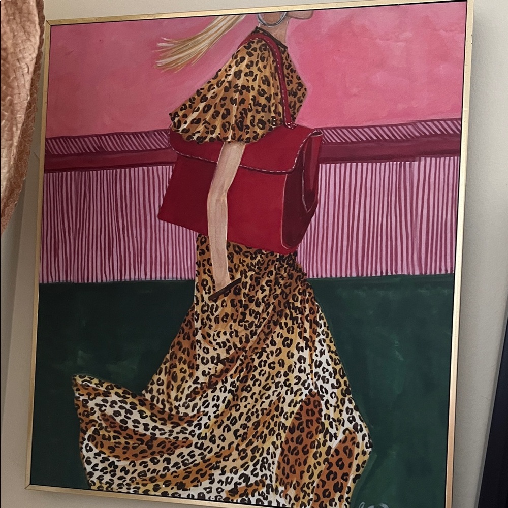 Leopard Print Fashion Art with Red Accents